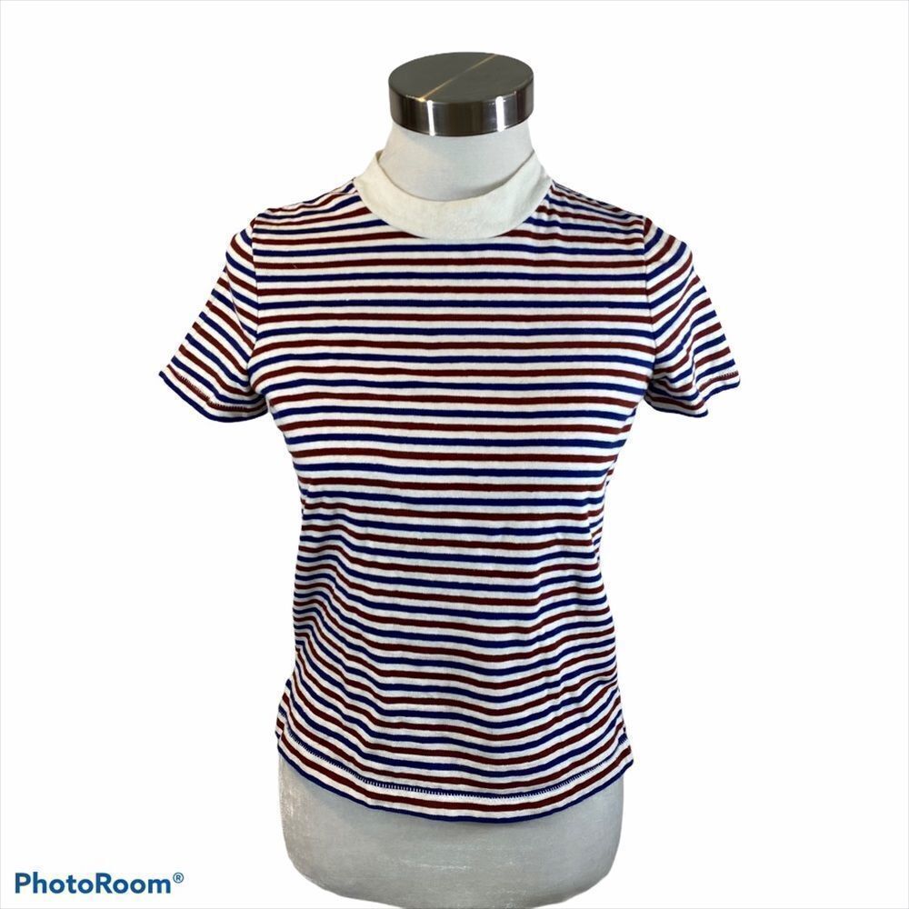 Madwell High Neck Striped Cropped T-Shirt Size XS